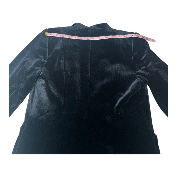 Calvin Klein Luxe Black Velvet Sharp Shoulder Collareless blazer Womens 6 P - Picture 12 of 16